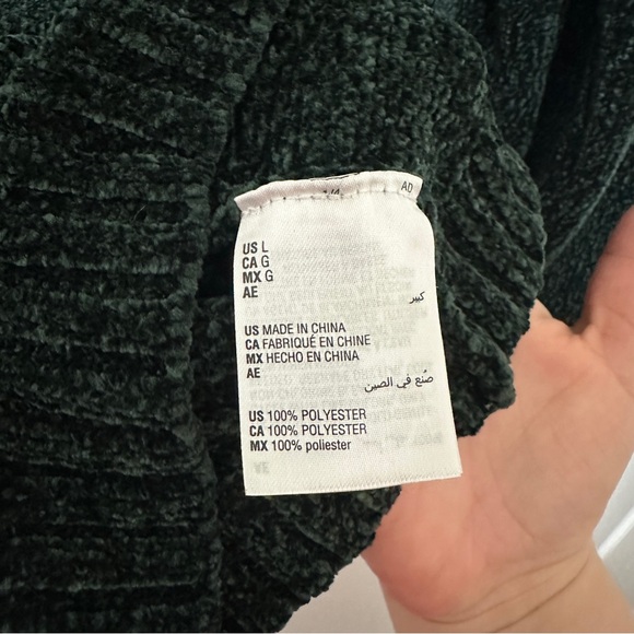 Karen Scott Crewneck Chenille Sweater Green Soft Women Size L - Picture 4 of 5